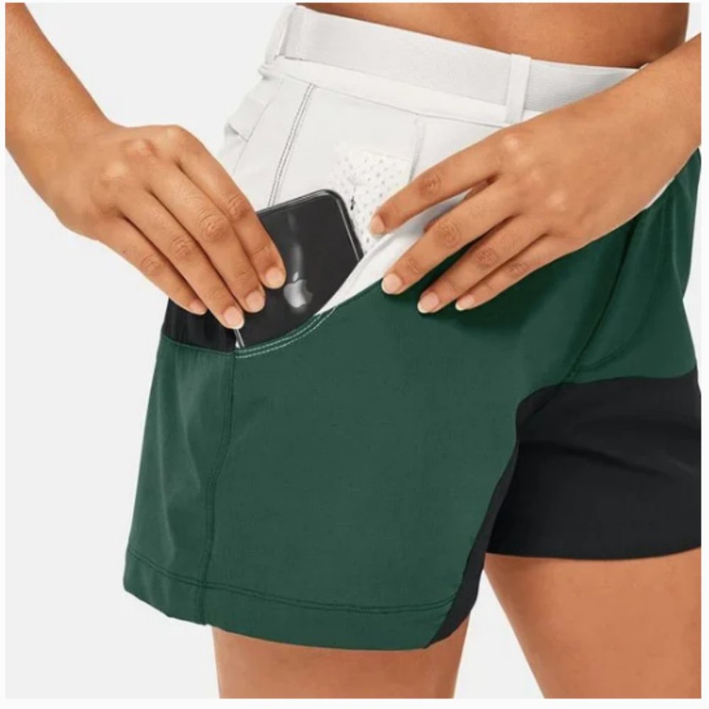 Outdoor Voices RecTrek Shorts Black / Hunter / Bone NWT - Picture 4 of 11